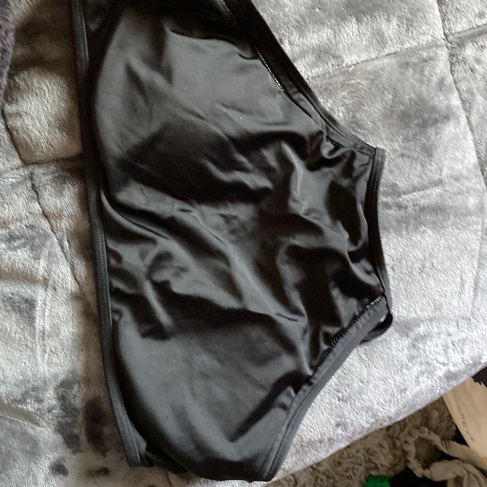 Black lace up swim top